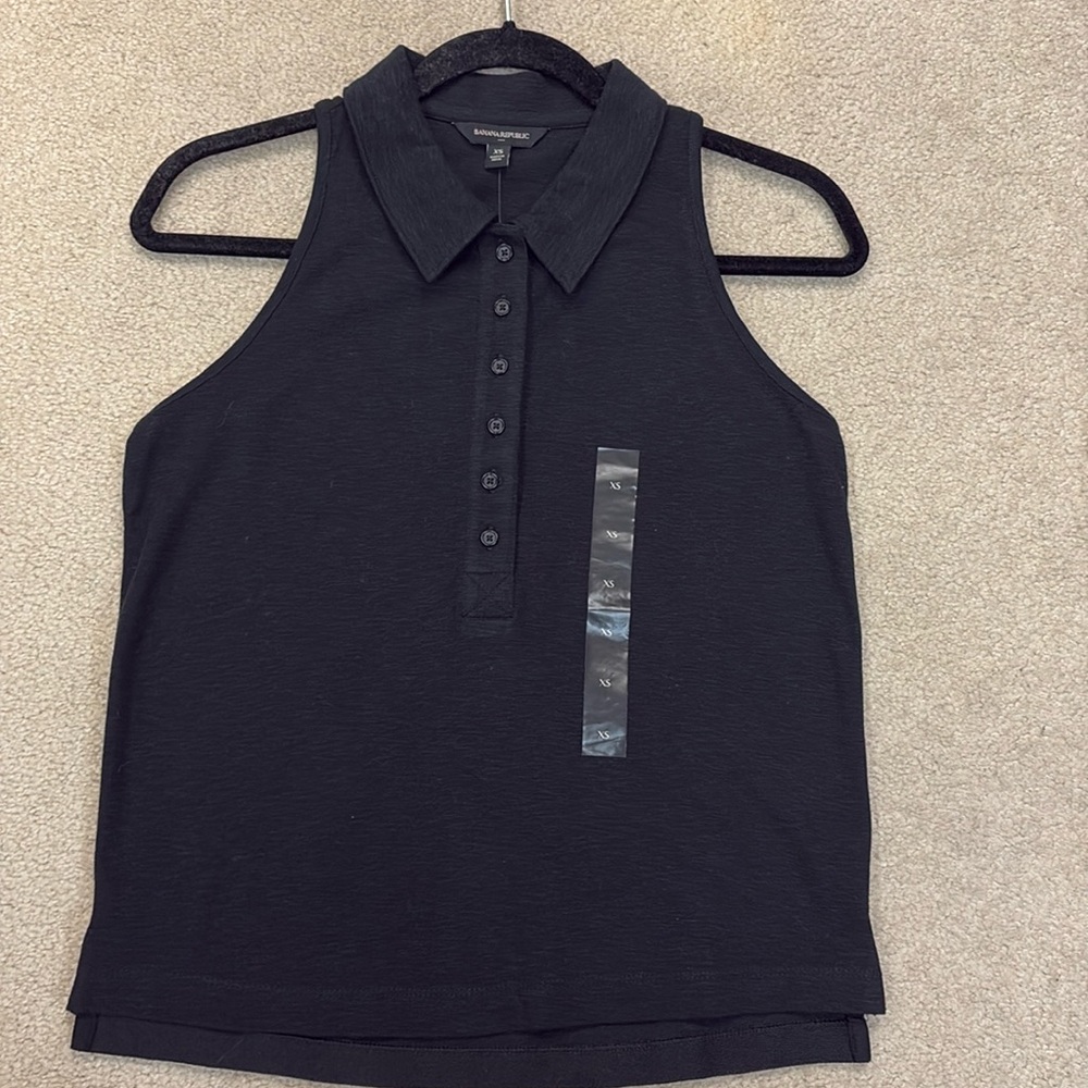 NWT Banana Republic Black polo shirt Size XS